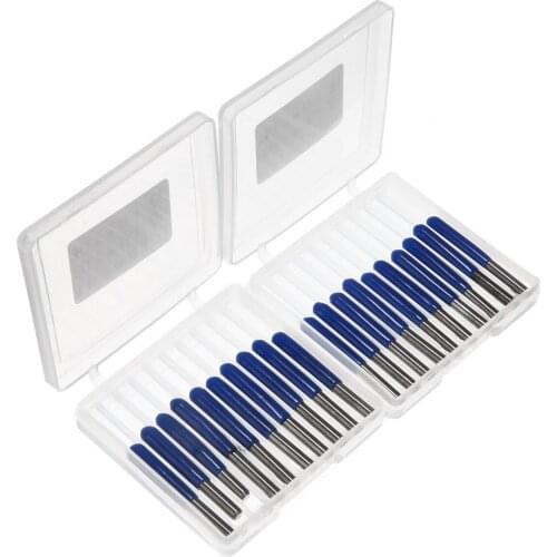 20pcs 10/15/20/30 Degree Flat Bottom PCB Engraving Bit for PCB Machine V Shape 3D Milling Cutter Tungsten Carbide CNC Router Bit