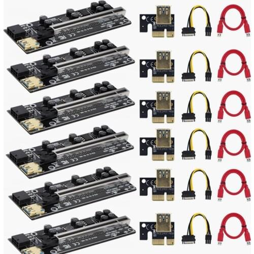 3/6 Pcs New VER009s Plus PCIE Riser Card Ver 009S Sata 15 Pin To 6 Pin Express 1X 4X 8X 16X Adapter Extender For Mining Miner