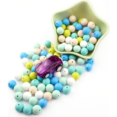 80pcs SUTOYUEN Round 12MM Silicone Beads Natural Chew Nursing Beads Charm Necklace Pendant BPA Free Baby Teething Teether Toys