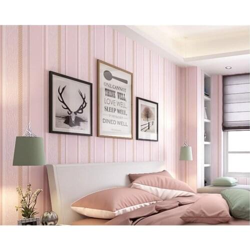 Beibehang Simple modern vertical striped green nonwovens papel de parede wallpaper living room bedroom warm TV background behang