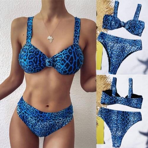 Leopard Print Bikini 2020 Mujer Sexy Swimming Suit For Women Push Up Padded Bra Swimwaer High Waist Seperate Swimsuit Beach Wear