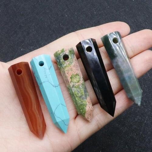 Big Bullet Pendulum Pink Crystal Quartz Necklace Amulet Natural Stone Agates Quartz Opal Crystal Pendant Necklace Reiki Healing