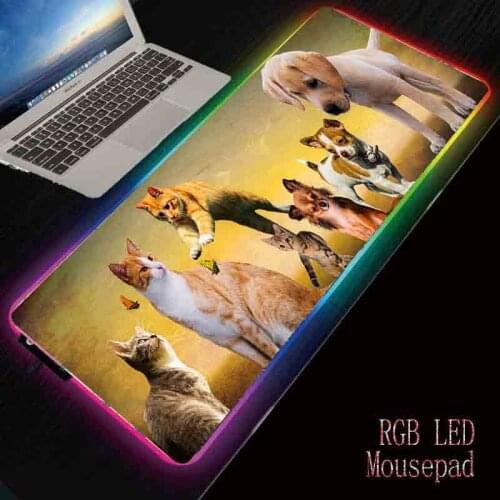 XGZ Funny Animal Dog RGB Big Mouse Pad Game Machine Computer Mouse Pad LED Backlight XXL Muse Pad Keyboard Placement Pad