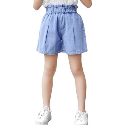 Girls Jeans Ruffles Girl Short Jeans Child Summer Jeans Kids Casual Style Childrens Clothing 6 8 10 12 14
