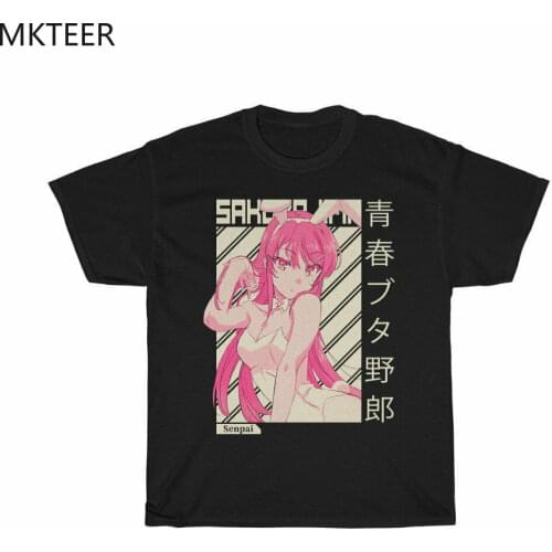 Pink Bunny Girl T-Shirt Anime Shirt Aesthetic Senpai Tee Manga Tee Mens T-shirt Harajuku Ullzang T-shirt Funny Tees Male