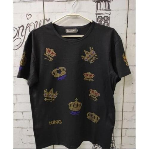 European style hot drill fit short sleeve t-shirt mens fashion cool bottoming young man top 2021 holiday tshirt