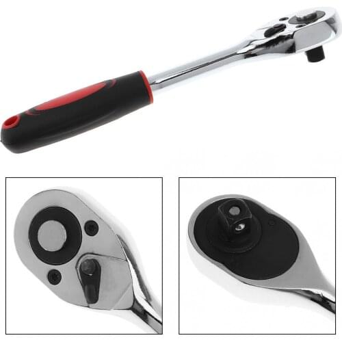 Socket Wrench 1/2" Straight Handle Large Cr-V Steel Quick Steel Ratchet Wrench 24 Teeth Universal Vehicle for Repairing Tool