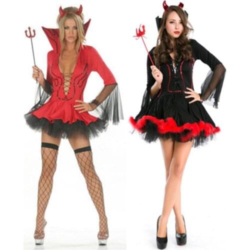 Halloween Kleding Costumes Adult Women Evil Black & Red Demon stand collar Costume Robe Women Fancy Cosplay Damon Cotume