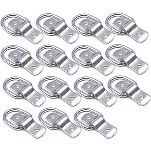 15 Pack D-Ring Tie Downs, 1/4Inch D-Rings Anchor Lashing Ring for Loads on Trailers Trucks RV Campers ATV SUV Boats Moto