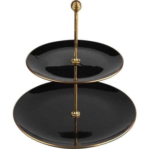 Black Gold Folded Cookie Holder G-2823 Kitchen Mother Presentation Tray Storage Container Plate Dust Cover Spice Snack Bowl Jug