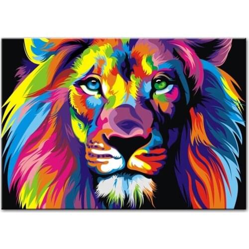 Colorful Lions Abstract Art Paintings Print on Canvas Art Posters and Prints Large Size Lion Head Modern Art Pictures Wall Decor