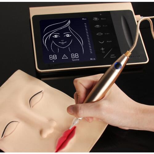 Touch Screen Rechargeable Battery US/EU Plug Permanent Makeup Machine Kit Eyebrow Lip Eyeliner Machine With 2 Cartridge Neeldes