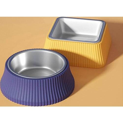 Puppy Water Bowl Dish Roman Column Detachable Stainless Steel Food Bowl Cats Dogs Feeder Accessories