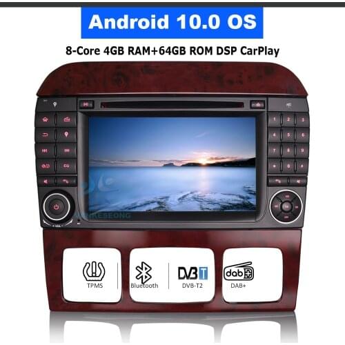 7" Octa-Core Android 10.0 Car DVD Multimedia Car Radio for Mercedes Benz S-Class W220 CL-Class W215 Auto CarPlay GPS DSP DAB