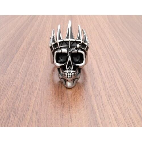 Free Shipping Punk Mens Classical Nobility King Crown Skull 316L Stainless Steel Biker Ring Fashion Jewelry Gift