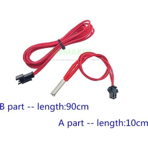 1M Cartridge Heater with terminal 12V 24V 40W red Heater Tube 6*20mm for TEVO or 3D printer Hotend Kit