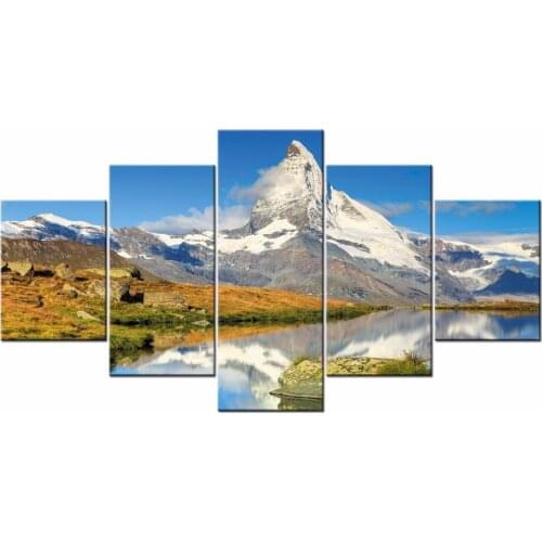 Latest Wall Decor 5 Panel Modern Wall Art Home Decoration Painting Canvas Prints Pictures Beautiful landscape Framed/J020-A005