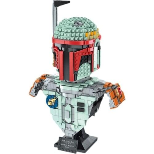 New Star Space Wars Darth Vader Boba Fett Hunter Helmet Bust The Mandalorian Building Blocks Bust Bricks Kid Gift Boy Toys