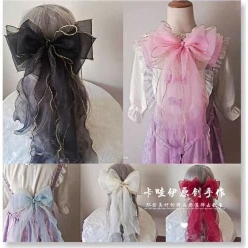 Original Lolita Flower Wedding Waist Bow Hair Accessories Back Brooch Hanfu Big Bow Trailing Ribbon Hairpin