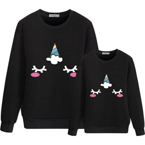Autumn Mommy and Me Clothes Explosion Long Sleeves round-Collar Parent-Child Matching Outfit Sweatshirts Family Look