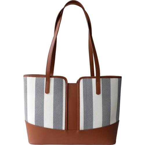 Canvas Leather Women Shoulder Bags 2021 Brands Designer Ladies Large Panelled Casual Totes High Quality Female Hand Bags Brown