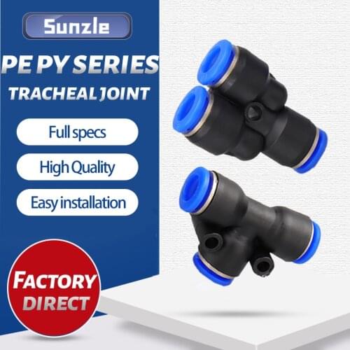 PE PY Air Connectors 4mm'6mm'8mm'10'12'Pneumatic Fitting Quick Connect Slip Lock Tee 3Way Plastic Pipe Water Hose Tube Connector