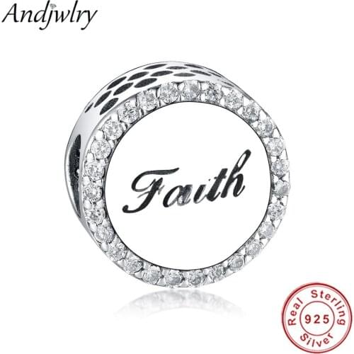 Fit Original Charm Bracelet Authentic 925 Sterling Silver Cross Letter Faith CZ Crystal Bead For Jewelry Making Berloque