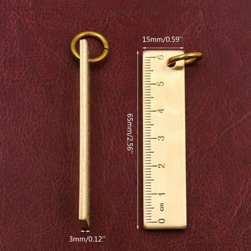 Portable 6cm Small Copper Ruler 3mm Thickened Brass Metal Ruler Keychain Rule 667A