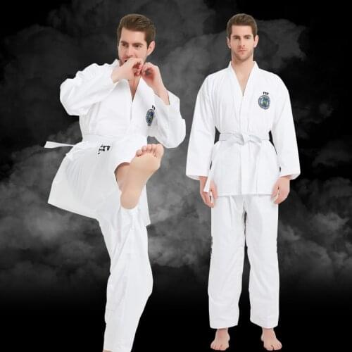 ITF Approve Professiona White Uniform Taekwondo Student Doboks Suit Kimono Martial Arts Taekwondo Clothes Long Sleeve Fitness G