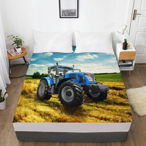 Luxury Elastic fitted sheet bed sheet With An Elastic Band Mattress Cover 150x200/160x200 Bed cover for home tractor blue