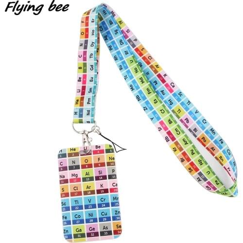 Flyingbee X1280 Periodic Table Of Elements Unisex Lanyards ID Badge Holder Bus Pass Case Cover Slip Bank Credit Card Holder