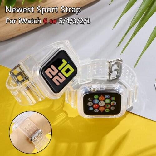 Newest Sport Strap for Apple Watch Band Series 6 5 1 2 3 4 silicone Transparent for Iwatch 5 4 Strap 38mm 40mm 42mm 44mm wirst