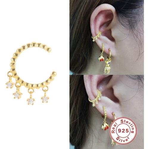 BOKAO Earrings 2021 Trend Pendientes Plata 925 C Shape Ear Clip Piercing Aretes Woman Jewelry Bijoux Femme Серьги