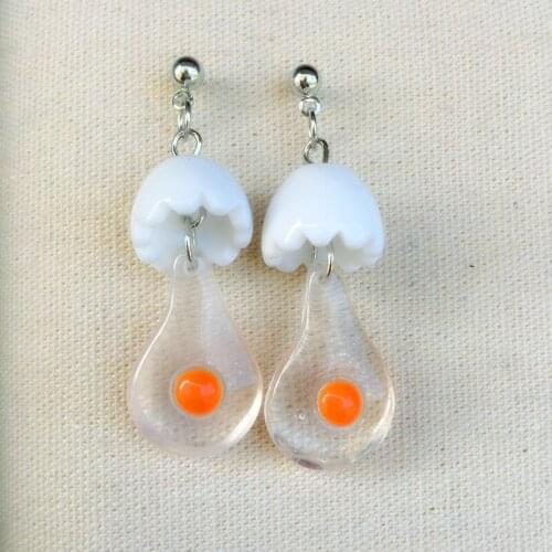 Funny Handmade Eggs Resin Dangle Earrings Cute Egg Yolk Egg White Drop Earring Brincos for Women Girl Christmas Jewelry Gifts