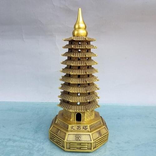 Wedding decoration Chinese Seikos Brass Gossip Nine-story Pagoda Wenchang Tower Statue Demon Statue