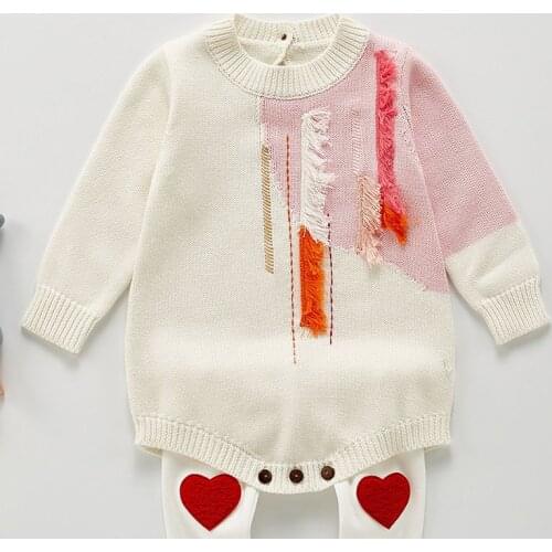 Spring Baby Girls Long Sleeve Tassels Rompers Jumpsuit Clothes Autumn Cute Kids Baby Girl Knit Clothes Rompers