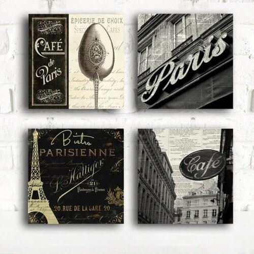 Vintage Paris Cafe Ancient Building Posters and Prints Canvas Painting Scandinavian Wall Pictures for Living Room Kitchen Decor