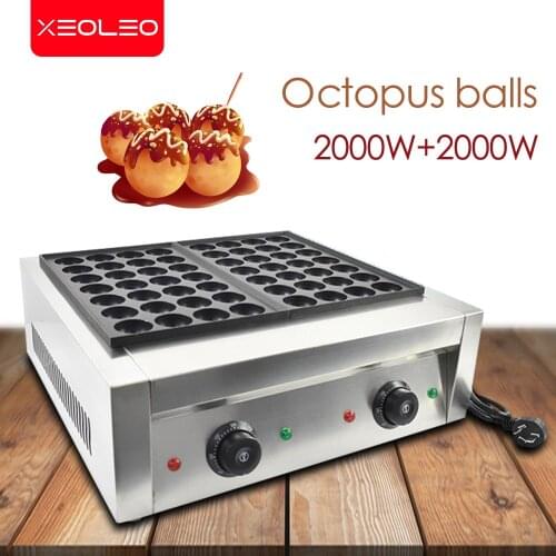 XEOLEO Takoyaki machine Octopus ball machine Electric fish ball furnace Commercial double plates Non-stick fish ball maker 2000W