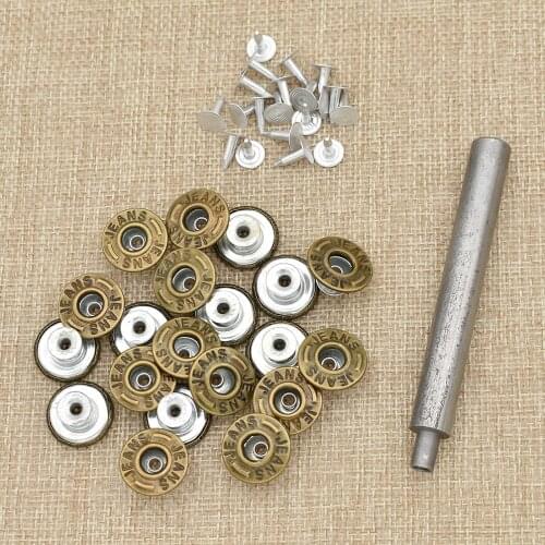 20pcs 17mm Jeans Iron Tack Snap Button Stud Rivet For Mens Coat Pants Bag Buttons Tools Handmade Craft Supplies