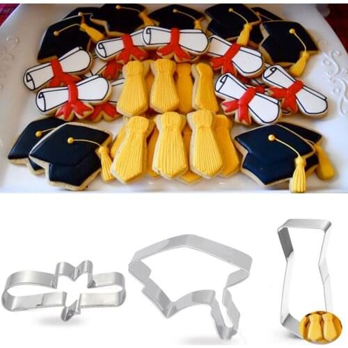 1pcs patisserie reposteria Bachelor Cap Paper Tie Stainless Steel Cookie Cutter Fondant Cake Decor Biscuit Mould Pastry Shop DIY