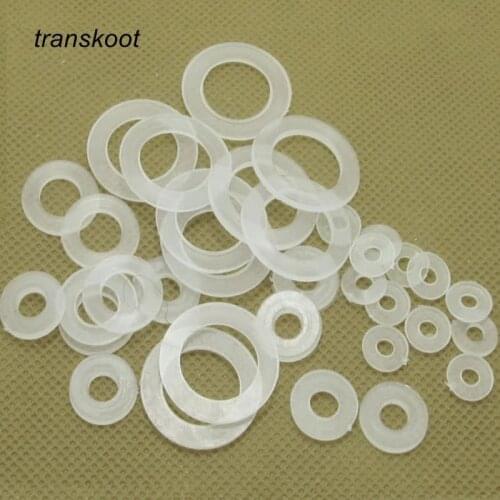 10PCS 50PCS 8 Sizes White Plastic Nylon Flat Washer M2 M2.5 M3 M4 M5 M6 M8 M16 Plane Spacer Insulation Gasket Ring For Screws