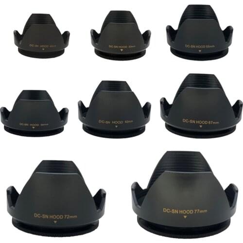 10pcs DC-SN 49 52 55 58 62 67 72 77mm Camera Lens Hood Flower Shape Lotus Type Screw Mount For canon nikon Sony SLR camera lens