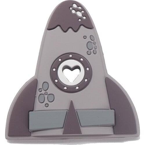 Chenkai 10PCS BAP Free Silicone Rocket BABY Teether Sensory Chewing Pacifier DIY Baby Necklace Pendant Teething Chewing Toys