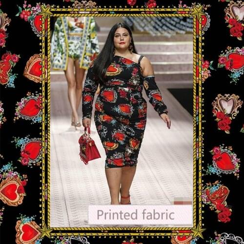 147 cm wide twist fabric digital printing polyester fabric fashion dress handmade DIY fabric wholesale cloth