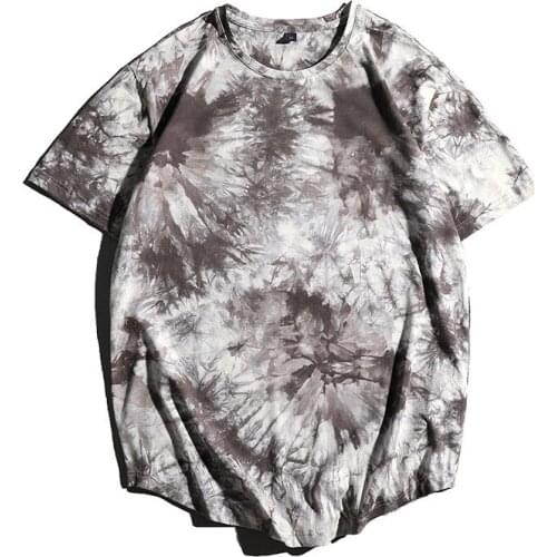 2021 Men Summer T Shirt Hip Hop Tie Dye T-Shirt Streetwear Tshirt Harajuku Cotton Short Sleeve Tops Tees Round Neck Loose