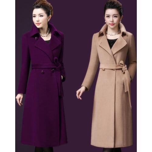 2020 Autumn Winter Wool Coat Womenss Cashmere Woolen Coats femme Long sleeve Plus size 5XL tops Long quality warm Ms Outerwear