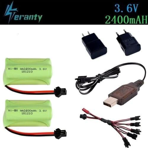 3.6v 2400mAh Battery + Charger For RC Cars Robots Tanks Trains Guns Boats Aa NiMH Battery 700mah 3.6v Rechargeable Battery Pack