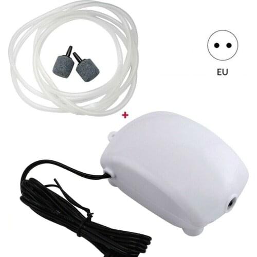 Aquarium Fish Tank Oxygen Air Pump 220~240V 2.5W Air Bubble Aerator Oxygen Pump +2M Oxygen Hose Disk Stone Ultra Silent EU Plug