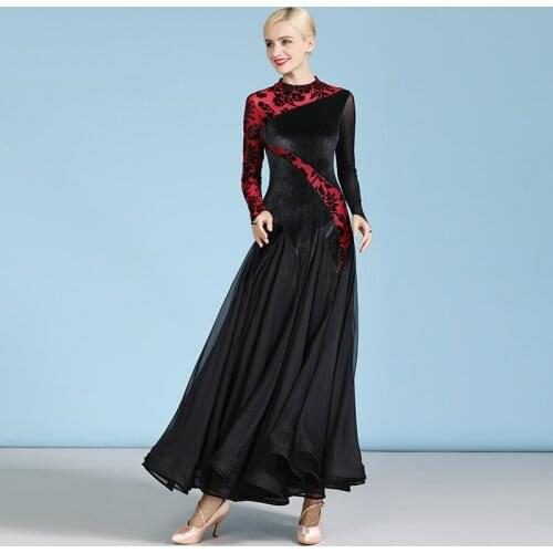 Ballroom dress women waltz dress tango dance costumes velvet ballroom gown dance clothes women rumba dress big swing dance wear