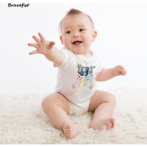 Baby Bodysuits For Newborn RAINBOW Raining Clothes Short Sleeves 0-24Months Creative Summer Outfits Baby Clothes Jumpsuits Tops